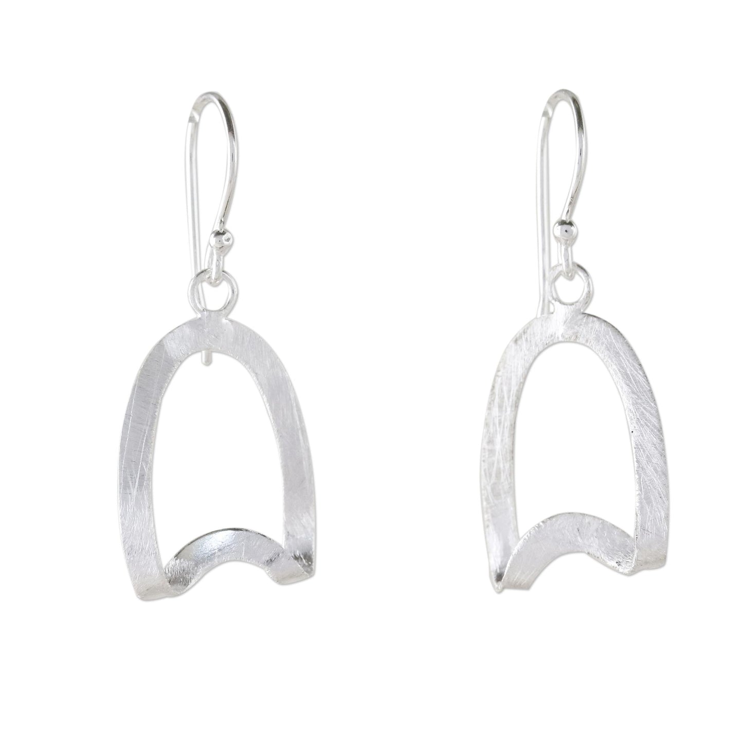 Twisted Ovals Thai Brushed Satin Finish Sterling Silver Dangle Earrings