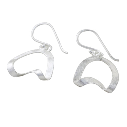 Twisted Ovals Thai Brushed Satin Finish Sterling Silver Dangle Earrings