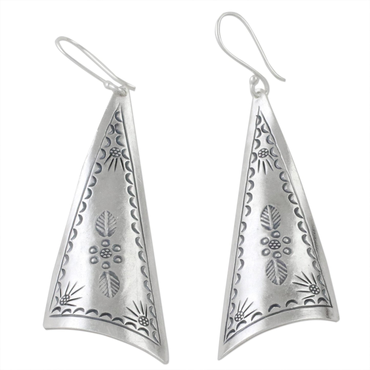 Exotic Triangles Triangular Karen Silver Dangle Earrings from Thailand