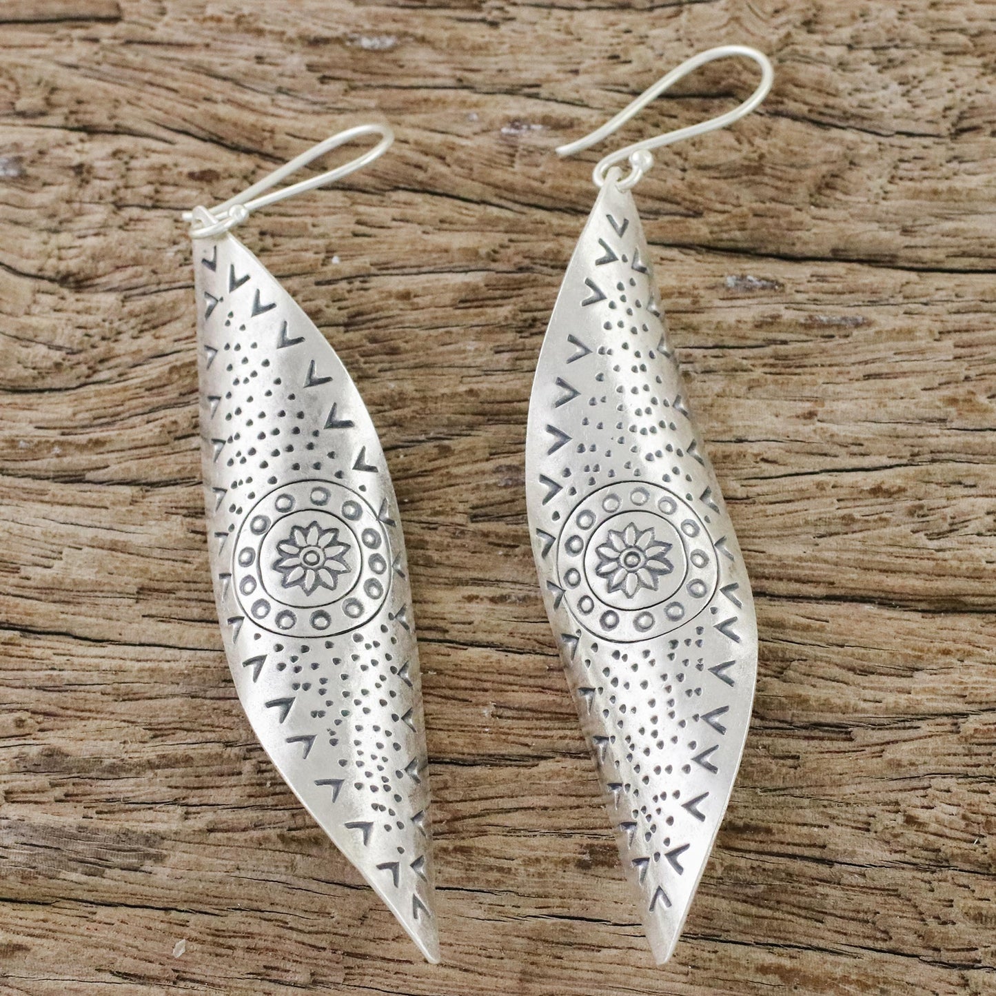 Gentle Breeze Handcrafted Karen Silver Dangle Earrings from Thailand