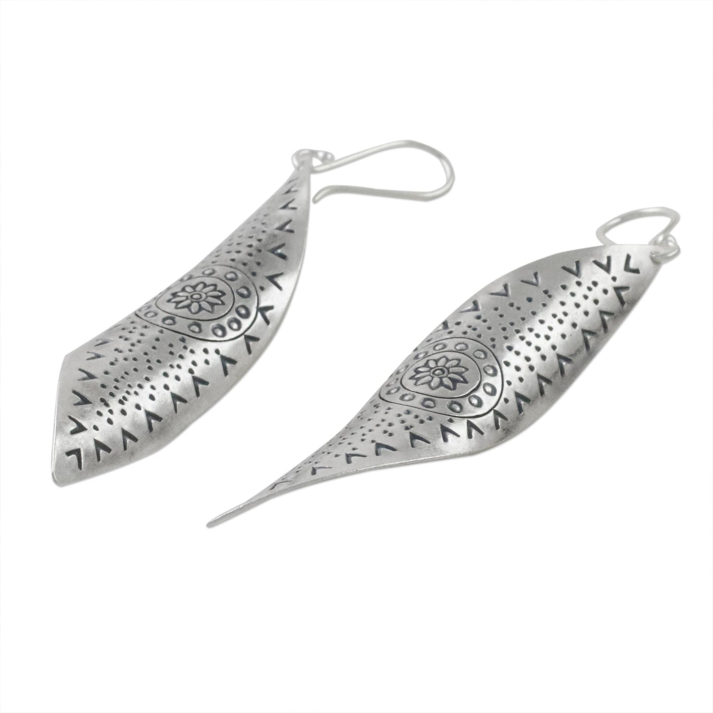 Gentle Breeze Handcrafted Karen Silver Dangle Earrings from Thailand