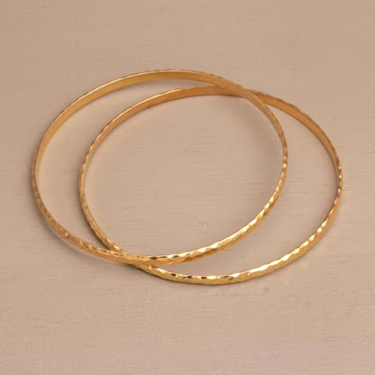 Slim Radiant Shine 2 Gold Plated 925 Slim Half Hoop Bangle Bracelets from Bali