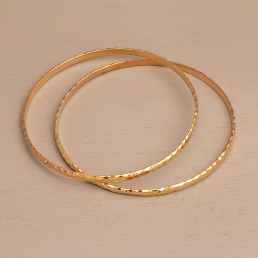 Slim Radiant Shine 2 Gold Plated 925 Slim Half Hoop Bangle Bracelets from Bali