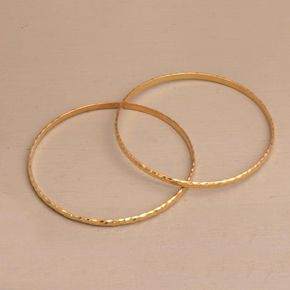 Slim Radiant Shine 2 Gold Plated 925 Slim Half Hoop Bangle Bracelets from Bali