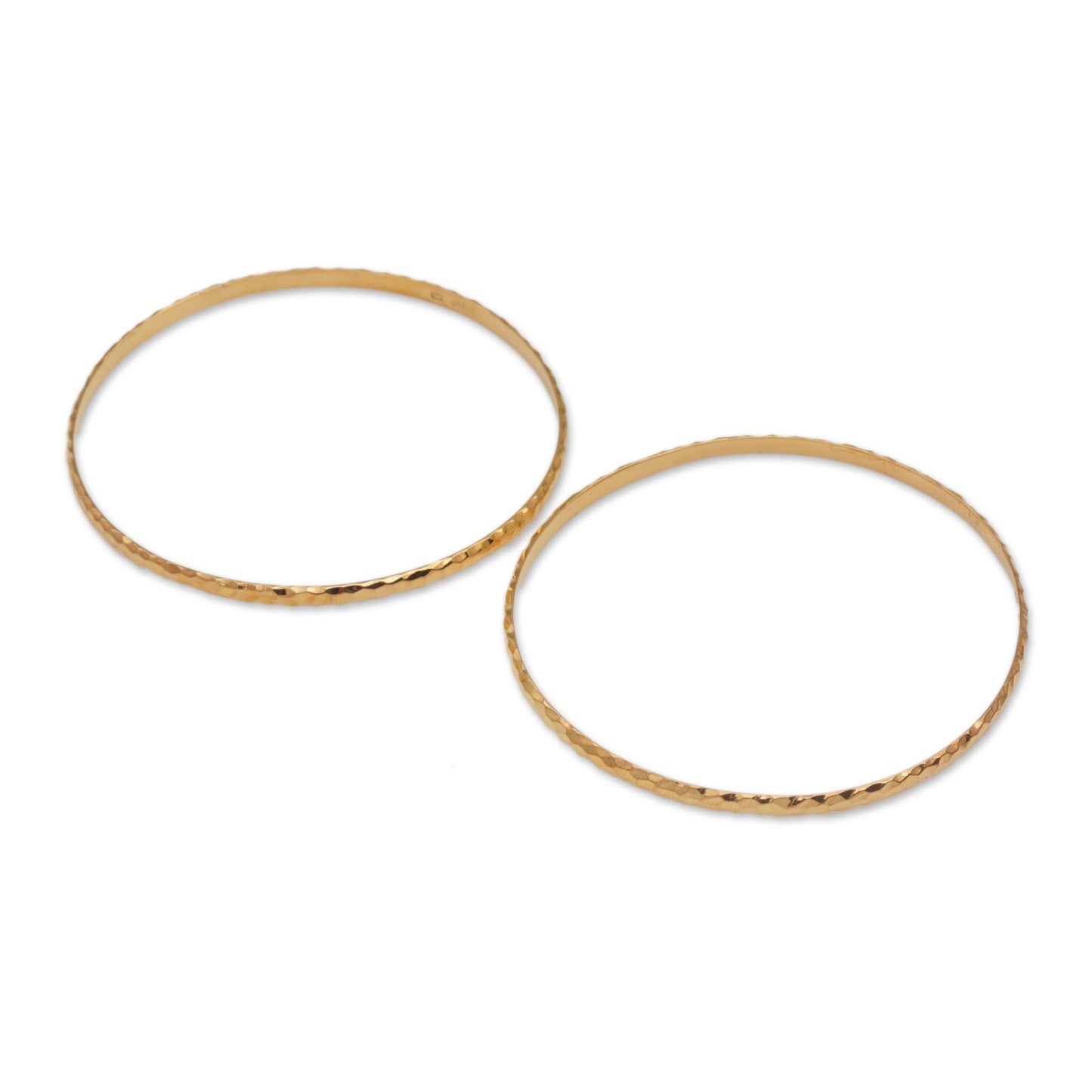 Slim Radiant Shine 2 Gold Plated 925 Slim Half Hoop Bangle Bracelets from Bali