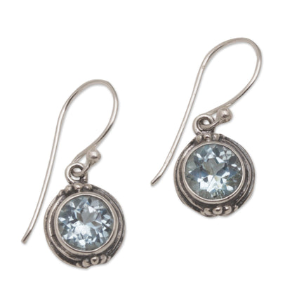 Cool Radiance Blue Topaz & Silver Dangle Earrings