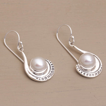 Marking Time Sterling Silver and Cultured Pearl Dangle Earrings