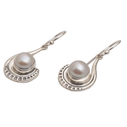 Marking Time Sterling Silver and Cultured Pearl Dangle Earrings