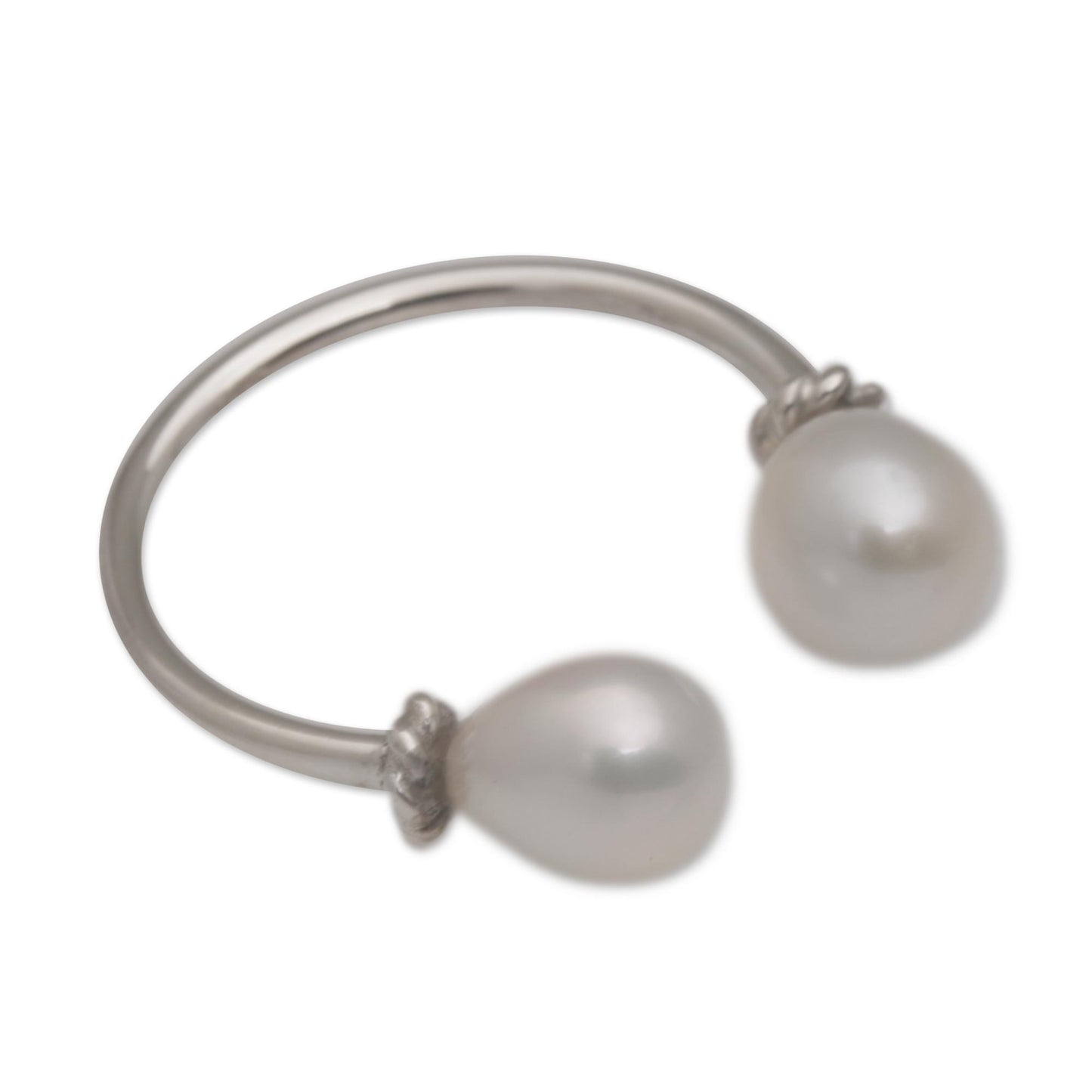Moonlight's End Cultured Pearl and Sterling Silver Wrap Ring