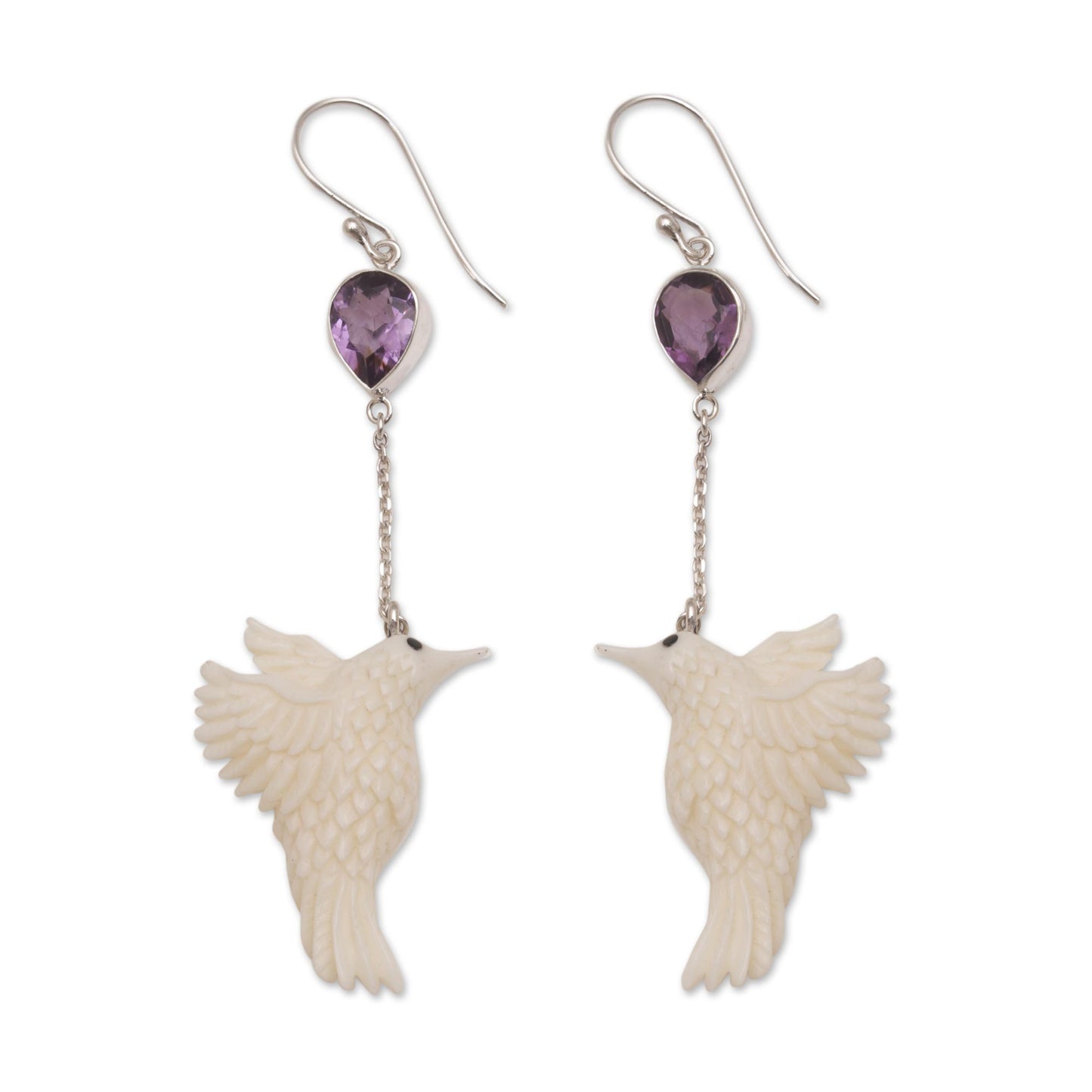Dancing Hummingbirds Cow Bone Earrings