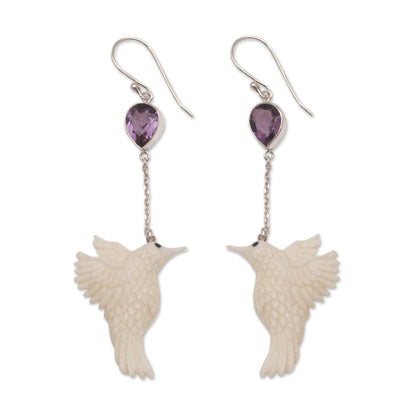 Dancing Hummingbirds Cow Bone Earrings