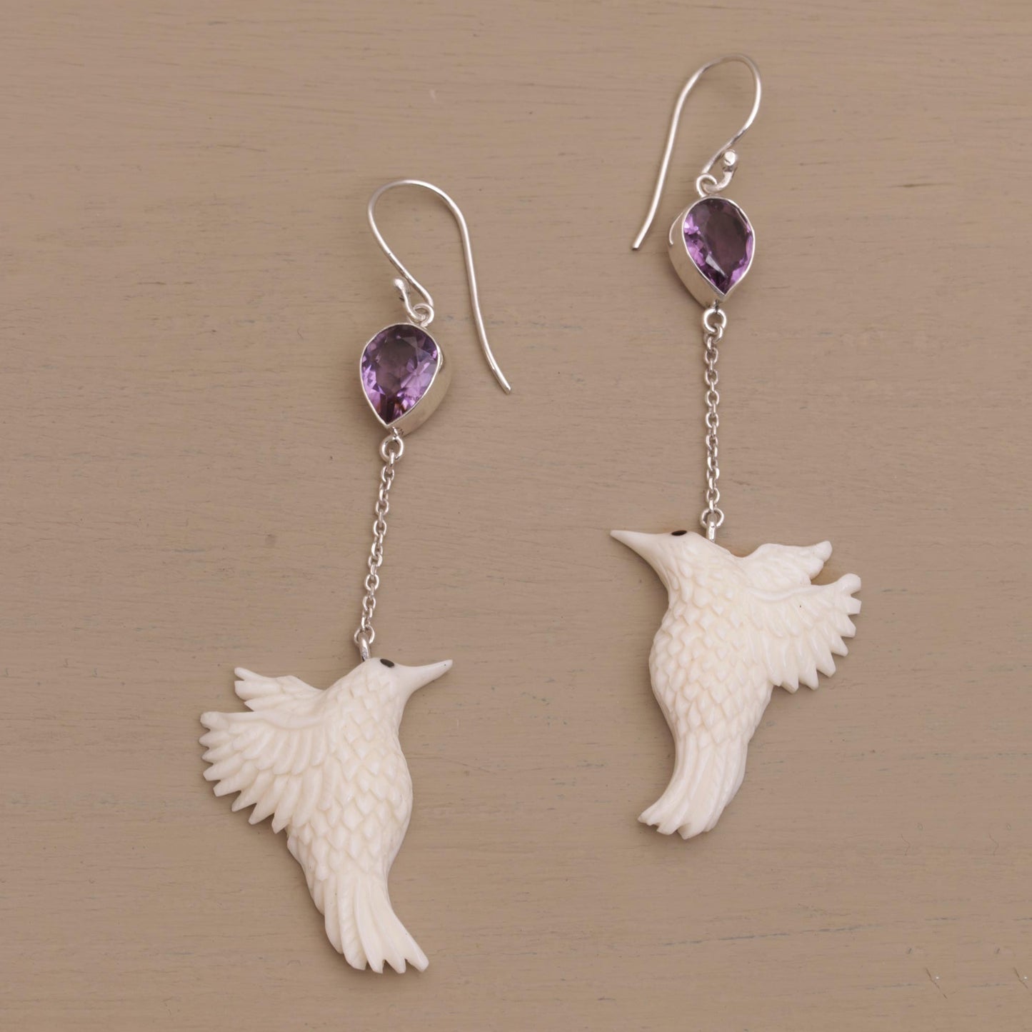 Dancing Hummingbirds Cow Bone Earrings