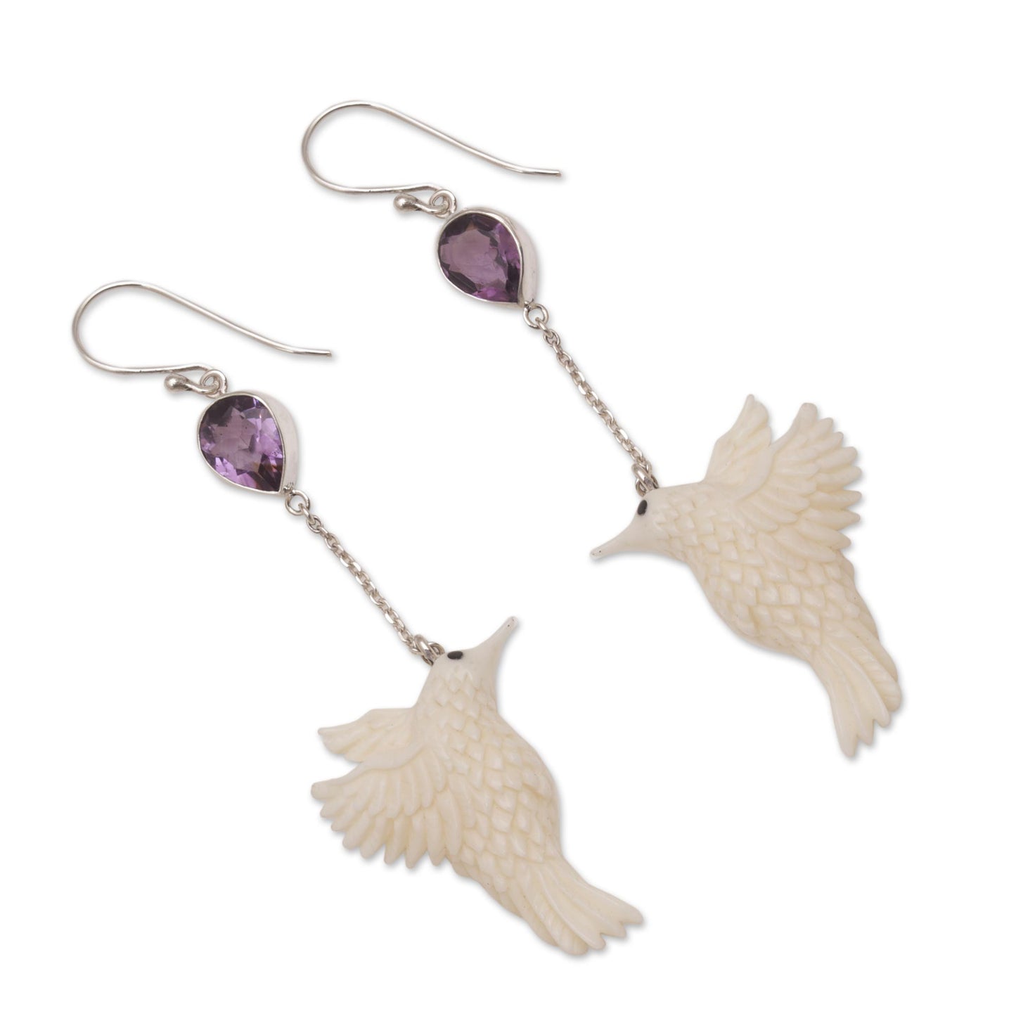 Dancing Hummingbirds Cow Bone Earrings