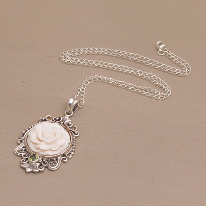 Dreamy Rose Rose Pendant Necklace Accented with Peridot