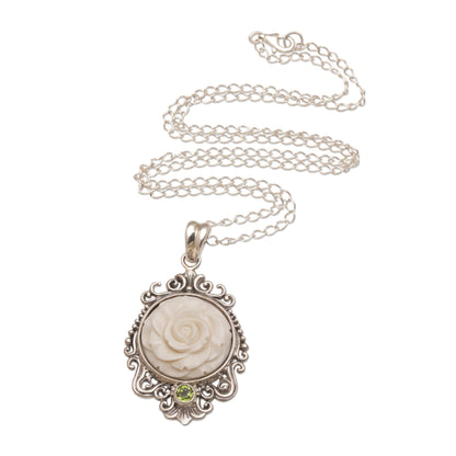 Dreamy Rose Rose Pendant Necklace Accented with Peridot