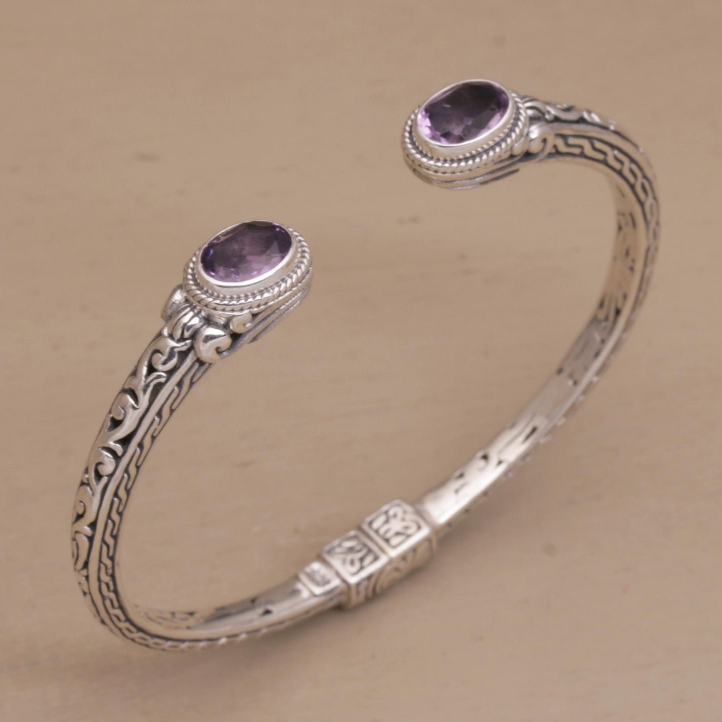 Magical Attraction Amethyst Hinged Cuff Bracelet