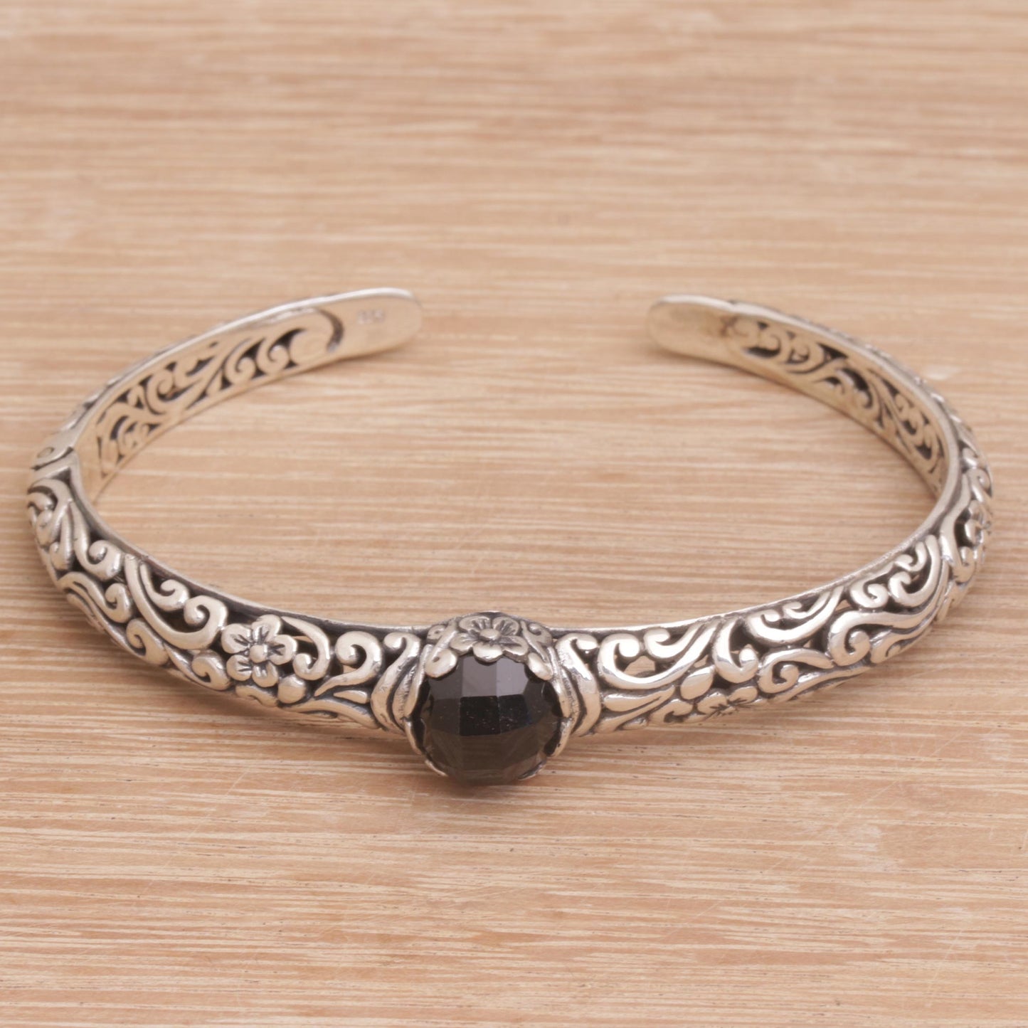 Forest Nymph Onyx & Silver Cuff Bracelet