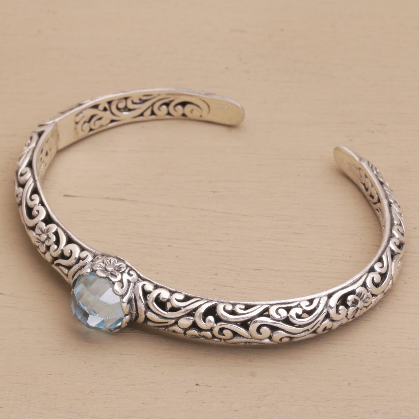 Blue Topaz & Sterling Silver Cuff Bracelet