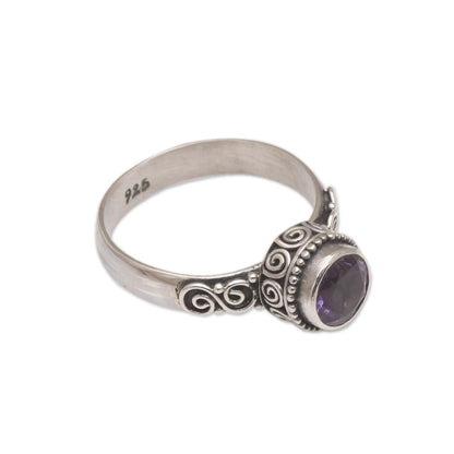 Shadow Of The Crown Amethyst Single Stone Ring in Sterling Silver