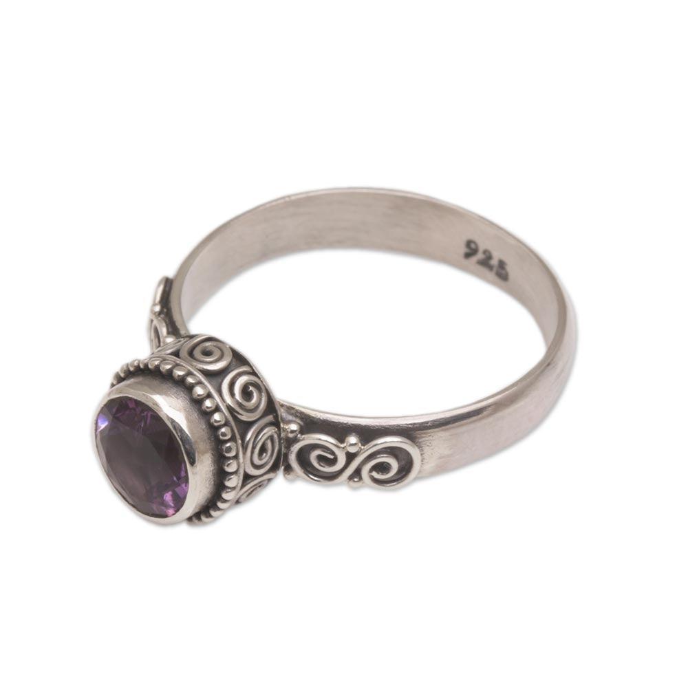 Shadow Of The Crown Amethyst Single Stone Ring in Sterling Silver