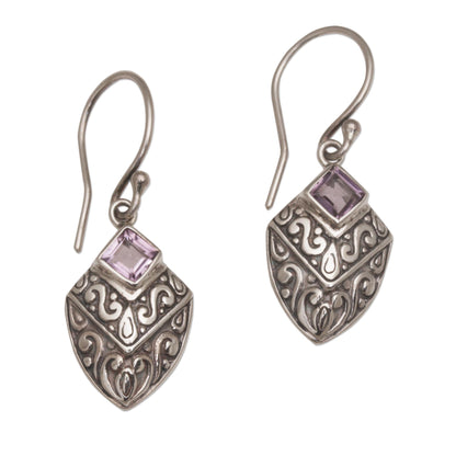 Rain Forest Beacon Handcrafted Balinese Amethyst and Sterling Silver Earrings