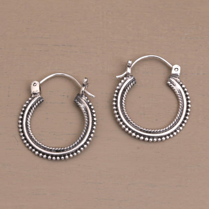 On Rotation One Inch Diameter Sterling Silver Hoop Earrings