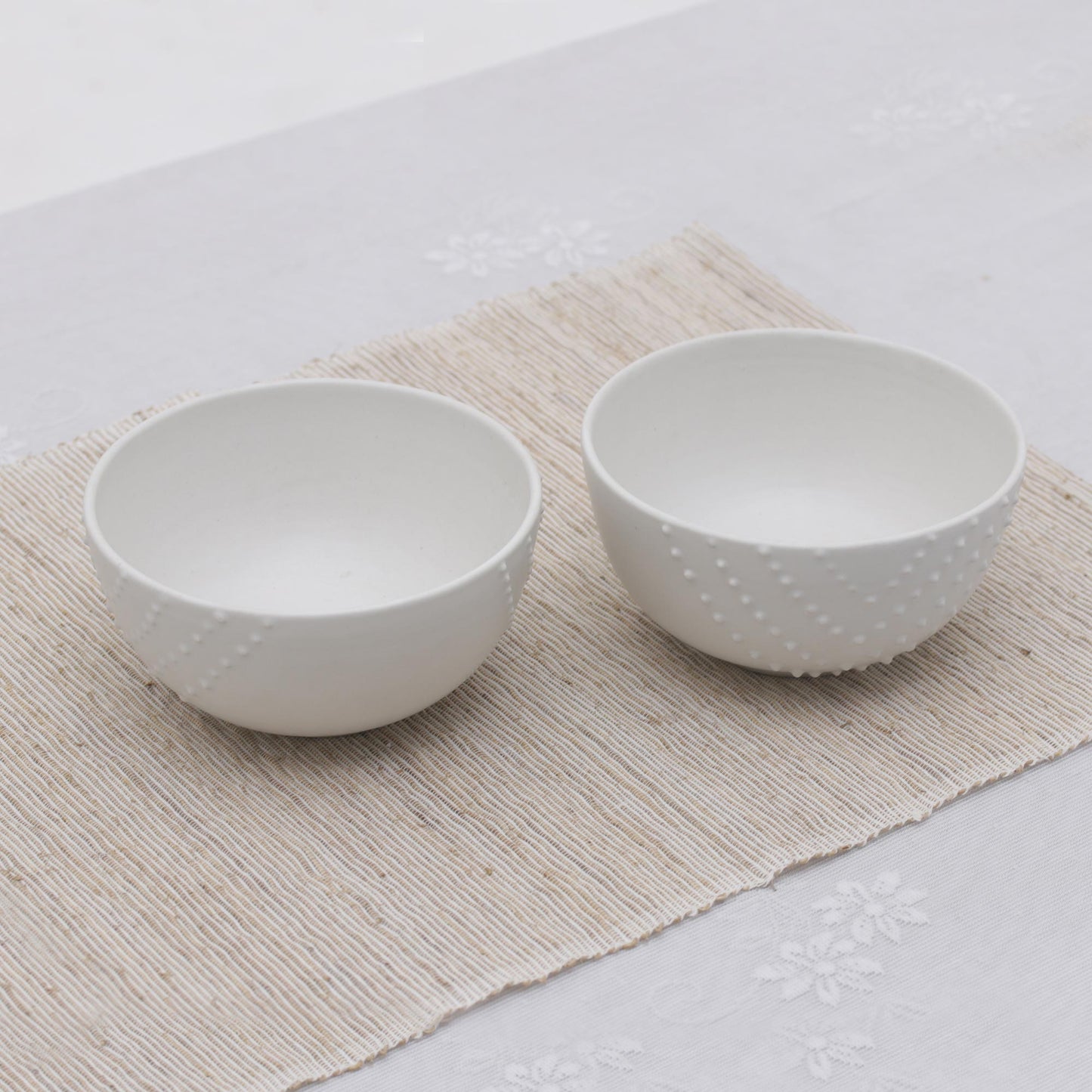 Chevron Dot Chevron Dot Motif White Ceramic Soup Bowls (Pair)