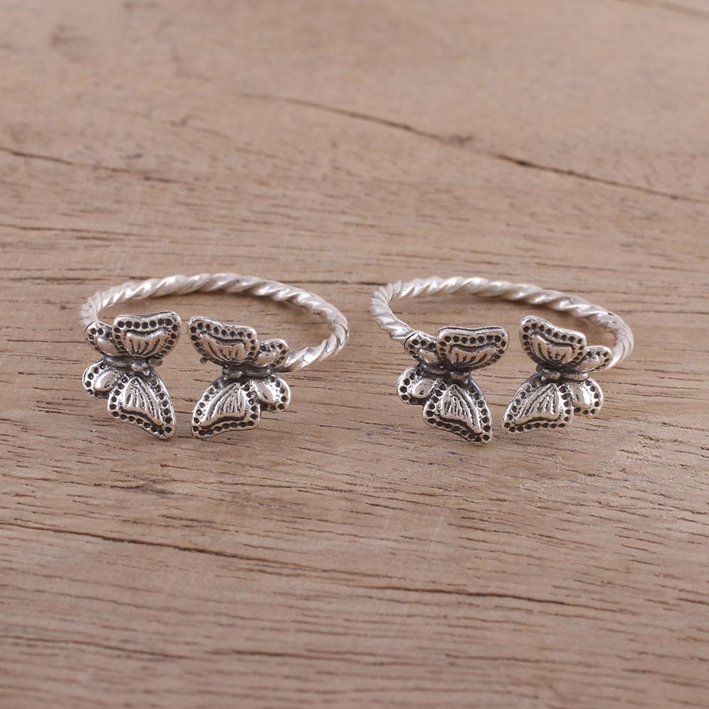 Butterfly Meeting Sterling Silver Toe Rings