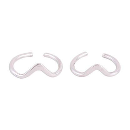 Steady Rhythm Modern Polished Sterling Silver Toe Band Rings (Pair)