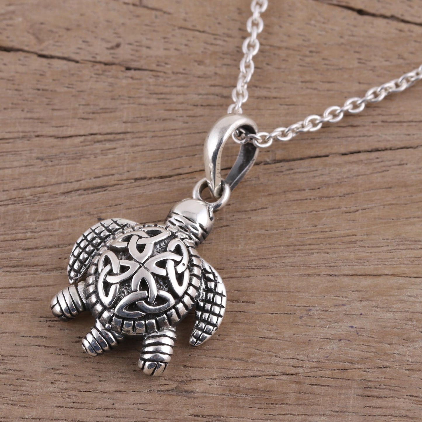 Trinity Turtle Sterling Silver Celtic Trinity Knot Turtle Pendant Necklace