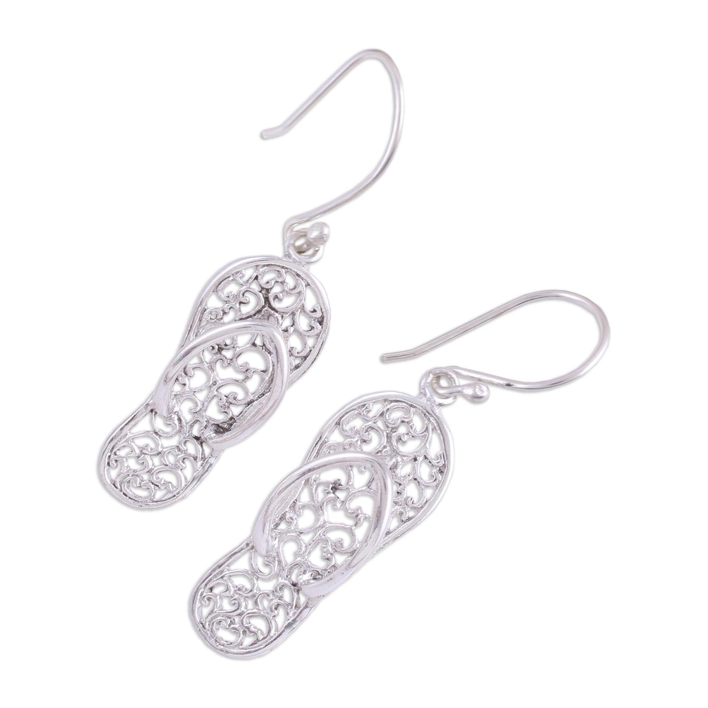 Flip-Flop Time Sterling Silver Flip Flop Sandal Earrings from India