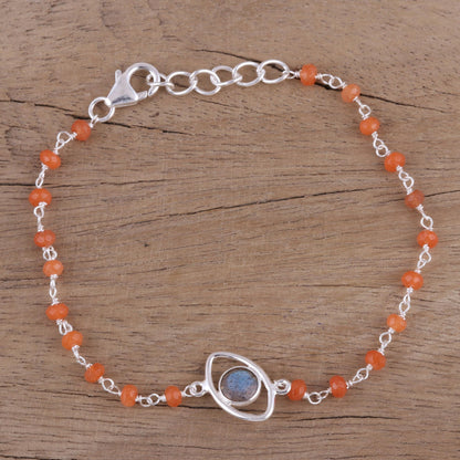 All Eyes on You Sterling Silver Bracelet with Labradorite and Carnelian