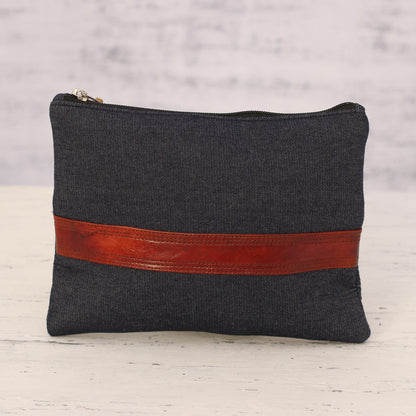 Far Reaches Handmade Denim and Leather Cosmetic Bag