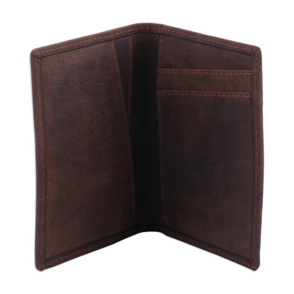 Enterprising Brown Dark Brown Leather Card Holder Bifold Wallet