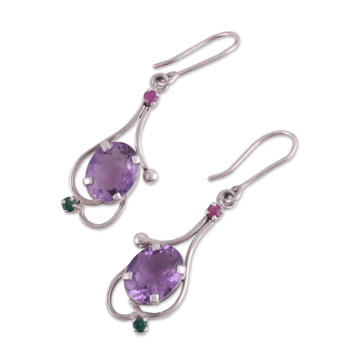 Alluring Glisten Multi-Gemstone Dangle Earrings from India