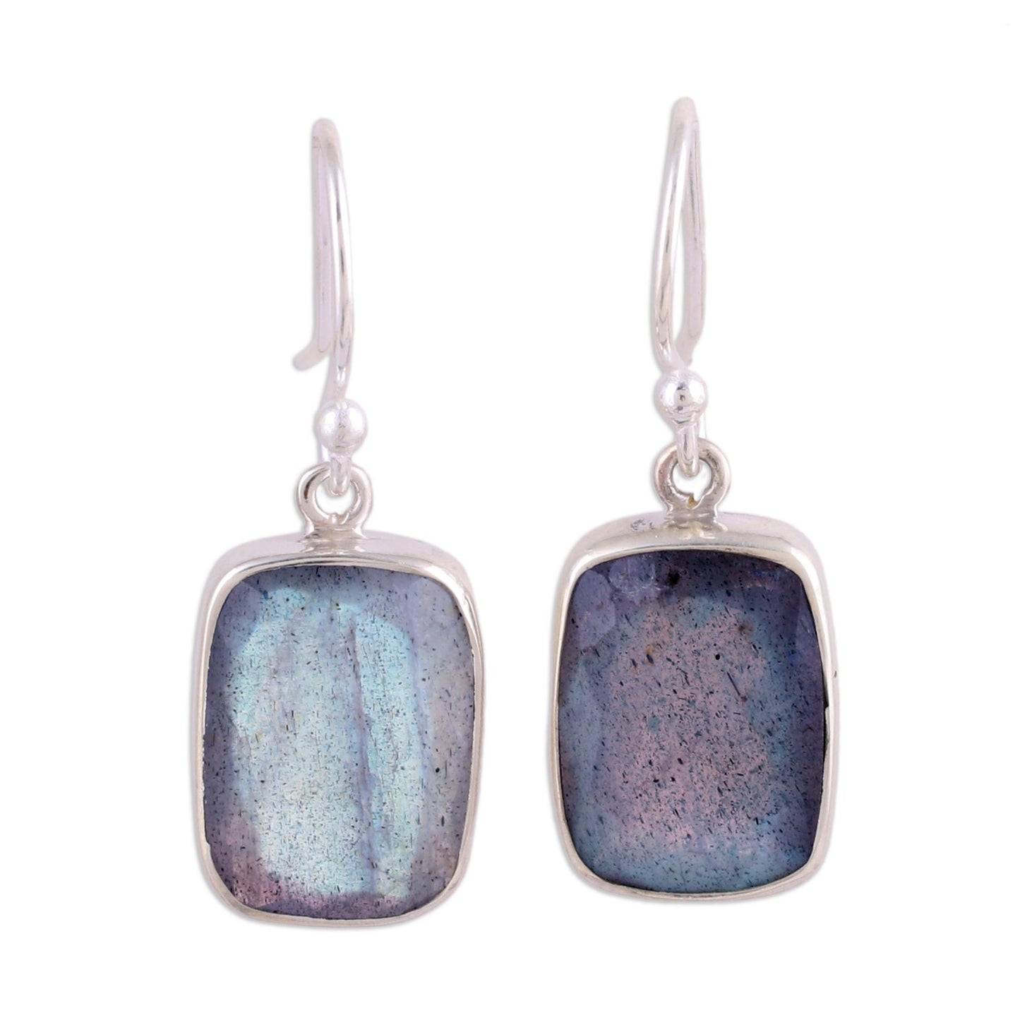 Darkening Mist 15 Carat Labradorite Earrings in Sterling Silver Bezels