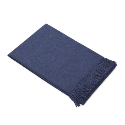 Blissful Dream in Azure 100% Baby Alpaca Throw Blanket in Solid Azure from Peru