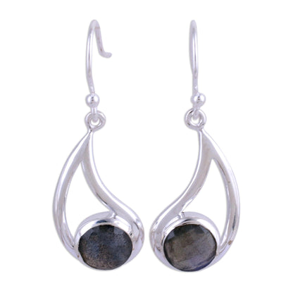 Nebulous Charm Faceted Labradorite and Silver Dangle Earrings