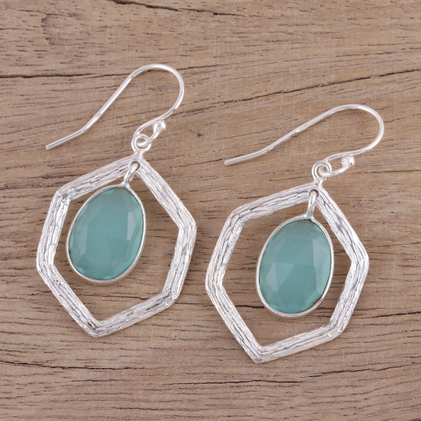 Frozen Dew Blue Chalcedony and Sterling Silver Dangle Earrings