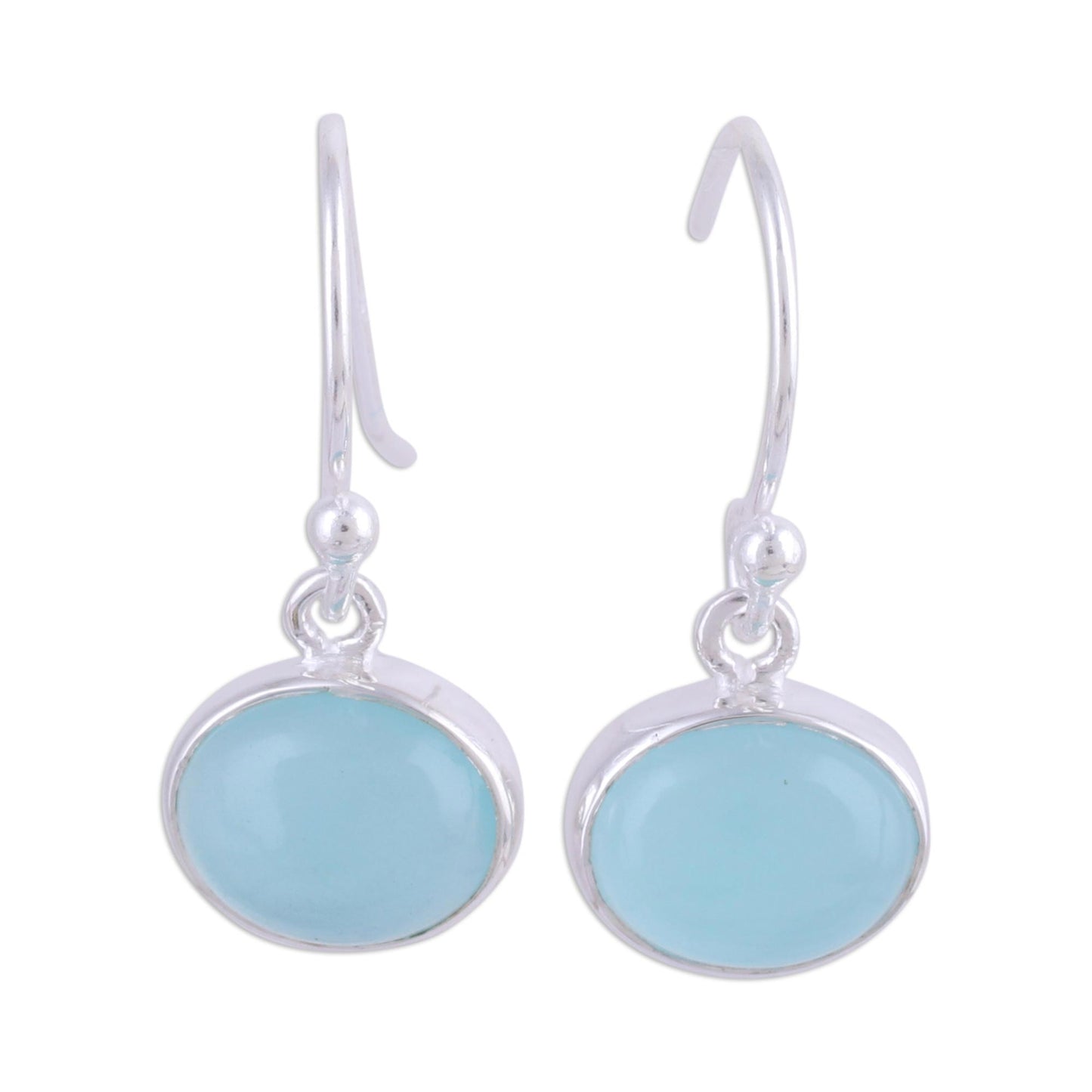 Aqua Aurora Aqua Blue Chalcedony and Silver Dangle Earrings