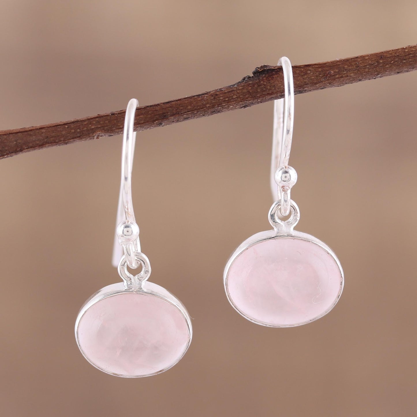 Pink Aurora Dangle Earrings with Sterling Silver and Rose Quartz