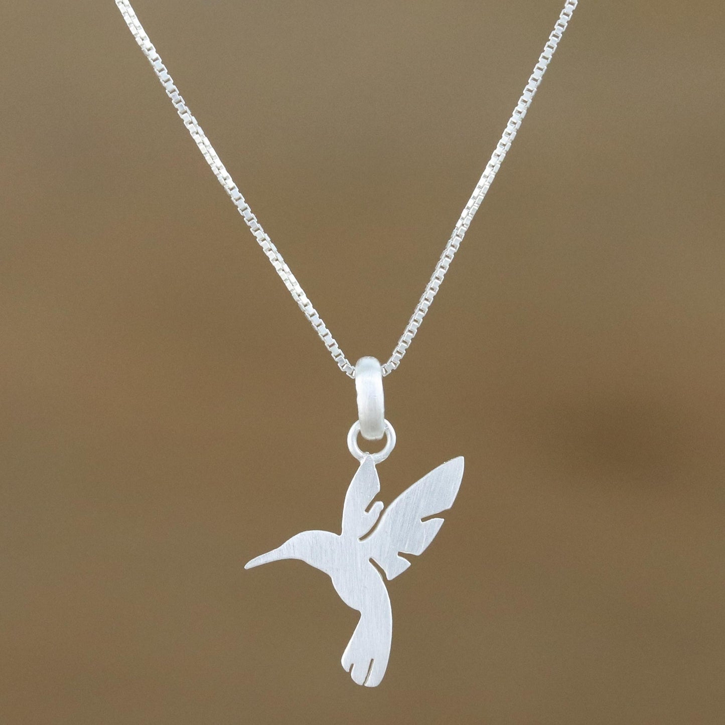 Fluttering Hummingbird Sterling Silver Hummingbird Pendant Necklace from Thailand