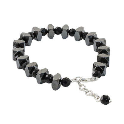 Style by Night Onyx and Hematite Beaded Bracelet from Thailand