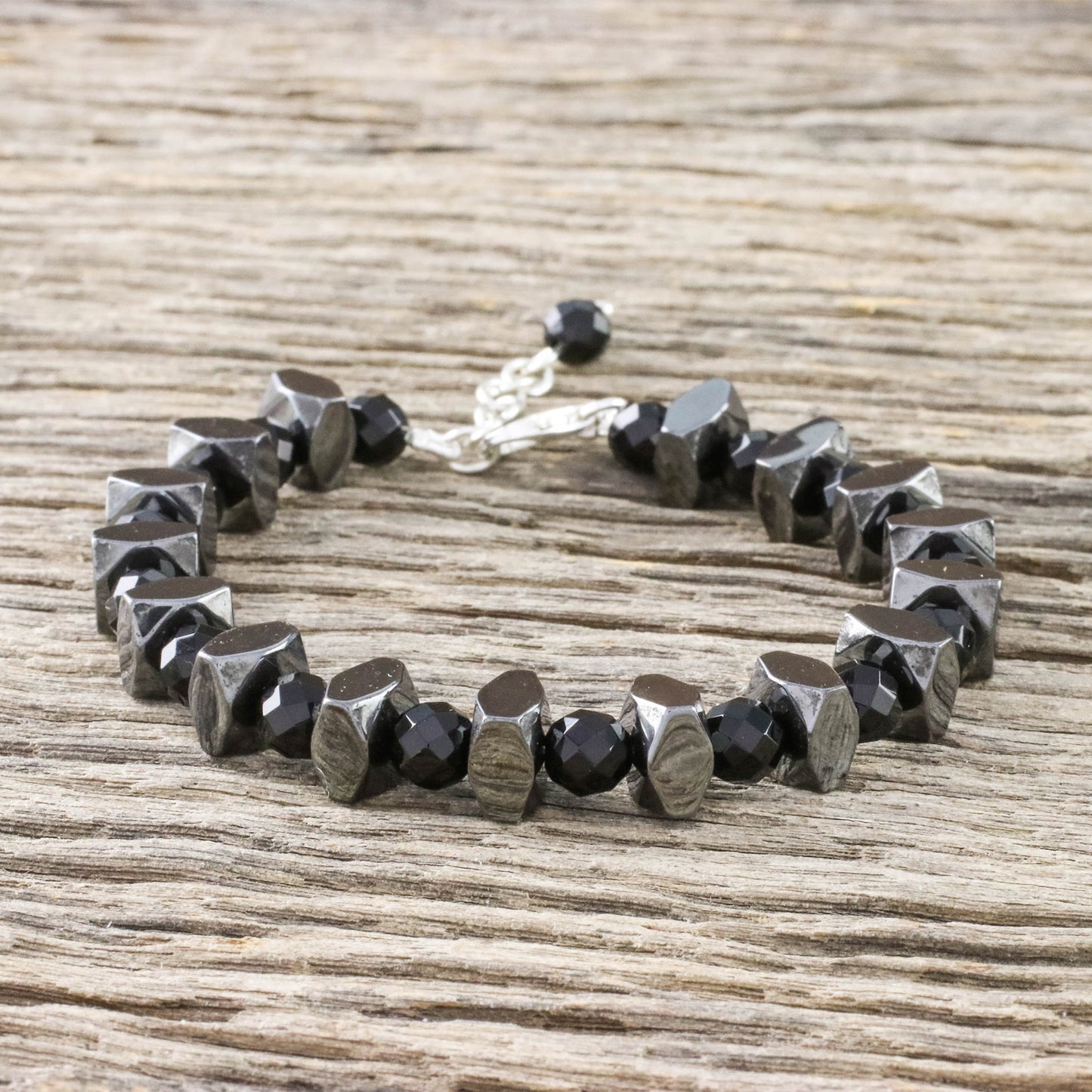 Style by Night Onyx and Hematite Beaded Bracelet from Thailand