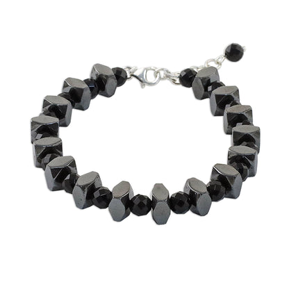 Style by Night Onyx and Hematite Beaded Bracelet from Thailand