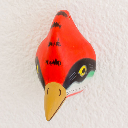 Woodpecker Handcrafted Pinewood Mask of a Woodpecker from Guatemala