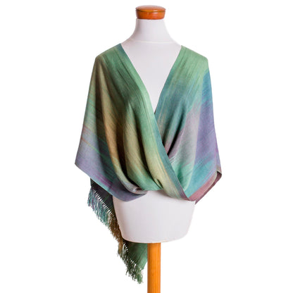 Nature's Charm Asymmetric Hand Woven Rayon Poncho from Guatemala