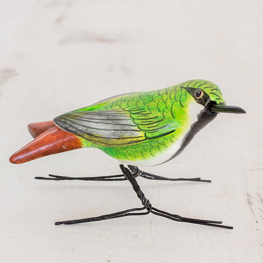 Mango Hummingbird Guatemalan Handmade Mango Hummingbird Ceramic Bird Figurine