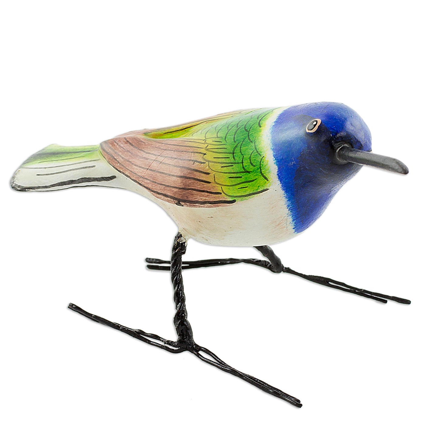 Jacobin Hummingbird Guatemalan Handmade Jacobin Hummingbird Clay Bird Figurine