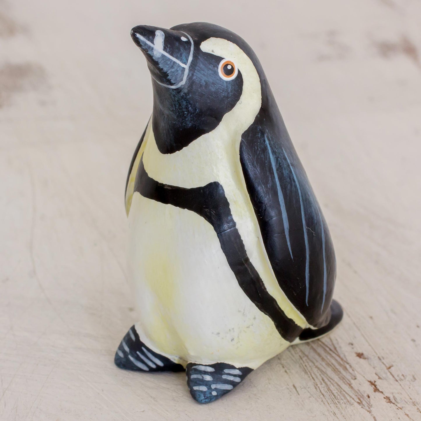 African Penguin Hand Sculpted and Painted Ceramic African Penguin Figurine